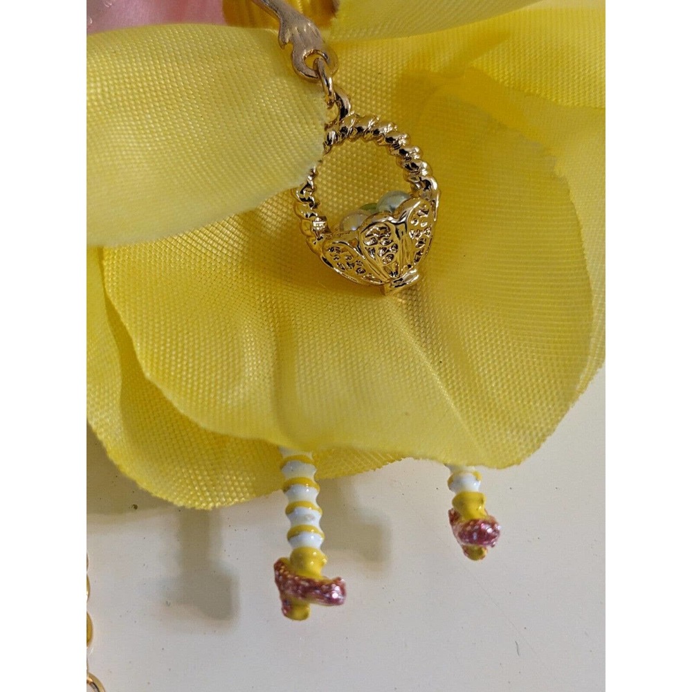 Betsey Johnson FAIRY BUNNY Gold Tone Faux Pearls & CZ Crystals Long Necklace NEW - Picture 4 of 9